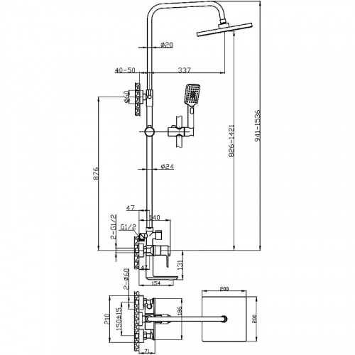 картинка Душевая стойка Rossinka RS50 с термостатом (RS50-46) от магазина Сантехстрой
