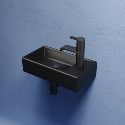 картинка CN6051LMB Умывальник подвесной прямоугольный (чаша слева, отверстие под смеситель справа) цвет чёрны от магазина Сантехстрой