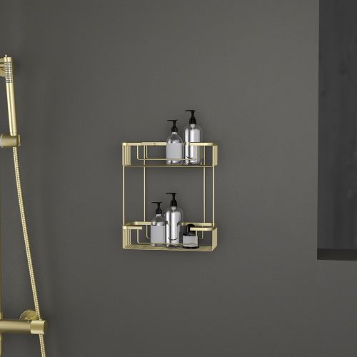 картинка Полка двойная Timo Saona золото матовое (13083/17) от магазина Сантехстрой