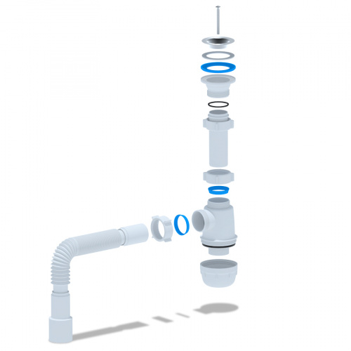 картинка Сифон для раковины Ани Пласт 1 1/2"*40 с гибкой трубой 40х40/50мм (A0115) от магазина Сантехстрой