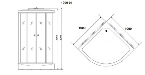 картинка Душевая кабина Niagara Ultra NG-1909-01 (100х100х220) высокий поддон(48см),черный,стекло тонированное,4 места от магазина Сантехстрой