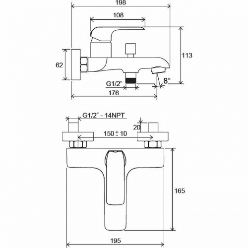 фото смеситель для ванны ravak x070119 хром