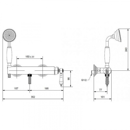 фото смеситель для душа cezares aphrodite aphrodite-dm-02-bi бронза