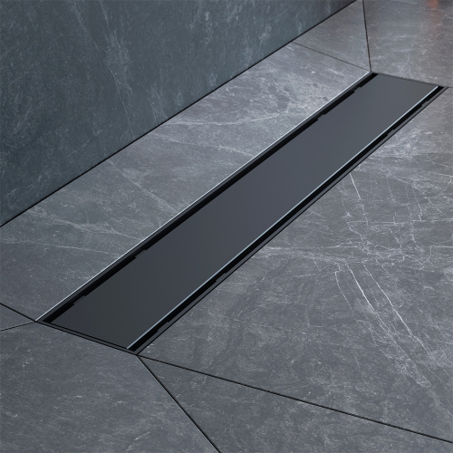 картинка W02SC-U11-050-04BM PrimeFlow Трап для душа линейный универс затвор Tile 50см цвет черн мат от магазина Сантехстрой