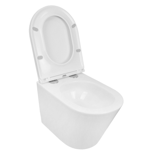 картинка Унитаз подвесной Azario Teramo 515х355х365 безободковый, скрытое крепление, смыв "Торнадо", в комплекте с сидением микролифт (AZ-0053-UQ3) от магазина Сантехстрой