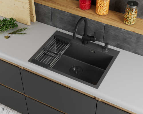 картинка Кухонная мойка D&K нержавеющая сталь графит (DKS604506) от магазина Сантехстрой