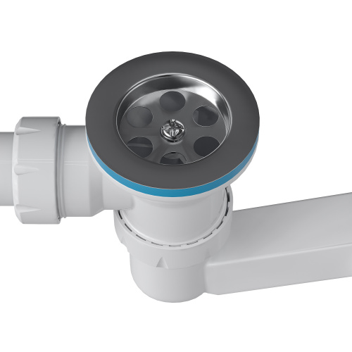 картинка Сифон для ванн BathMaster с переливом, цепочкой, пробкой и гибкой трубой (1 1/2"- Ø40/50) от магазина Сантехстрой