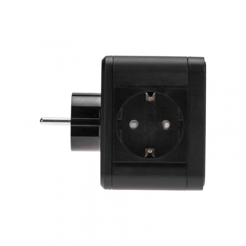 картинка Двойник электрический Куб 16А с заземлением + 2хUSB-A 2,4А + USB Type-C 3А с ночной подсветкой,  черный REXANT от магазина Сантехстрой