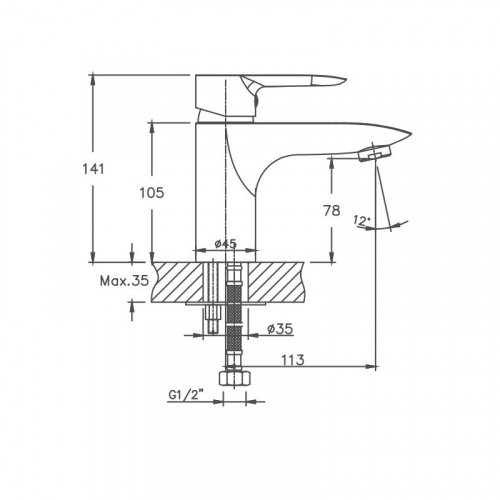 картинка Смеситель для раковины Cron CN095 хром (CN10095) от магазина Сантехстрой