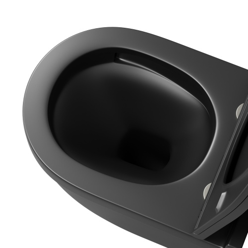 картинка Унитаз подвесной Grossman GR-4483BMSQ (520*360*410) безободковый,черный матовый с тонкой крышкой,микролифт,смыв торнадо,1 место от магазина Сантехстрой