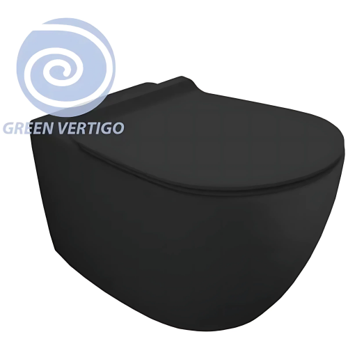 картинка SIMAS Vignoni унитаз подвесной безободковый "Rimless" 56*36,5см, смыв Tornado, без крепежа F85, цвет: черный матовый от магазина Сантехстрой
