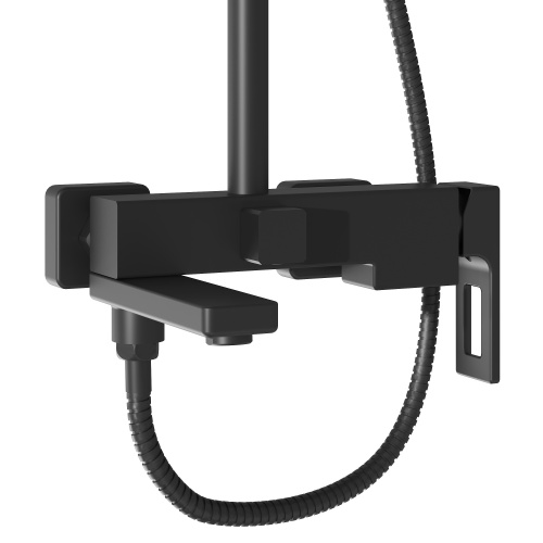 картинка Душевая стойка Pragma 500.K35.03.210 с верхним душем, ручной лейкой и смесителем, черный матовый от магазина Сантехстрой