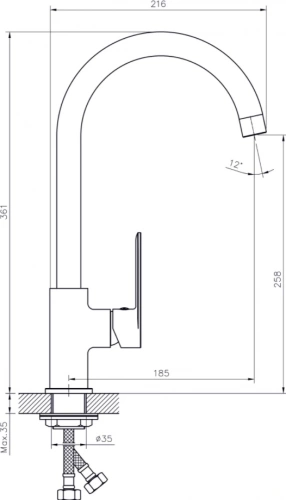 картинка Смеситель для кухни с высоким поворотным изливом RUSH Haiti (HA1935-22) от магазина Сантехстрой