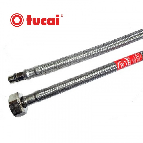 картинка Гибкая подводка TUCAI в полимерной ACB (антикоррозийной) оплетке для смесителя 100 см, 1/2-M10x1 L17, Г/Ш от магазина Сантехстрой