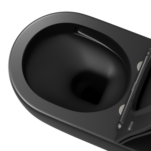 картинка Унитаз подвесной Grossman GR-4457BMSQ (520х360х320) безободковый,смыв торнадо,черный матовый с тонкой крышкой,микролифт,1 место от магазина Сантехстрой