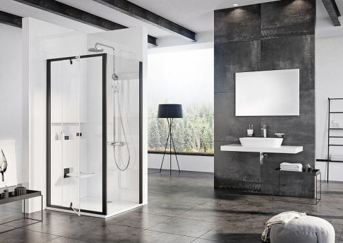 картинка Душевая стенка Ravak Pivot PPS-90 90G70300Z1 профиль Черный стекло прозрачное от магазина Сантехстрой