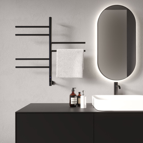 картинка Полотенцесушитель электрический Vincea VTD-1S2CBE 43х80, черный, таймер от магазина Сантехстрой