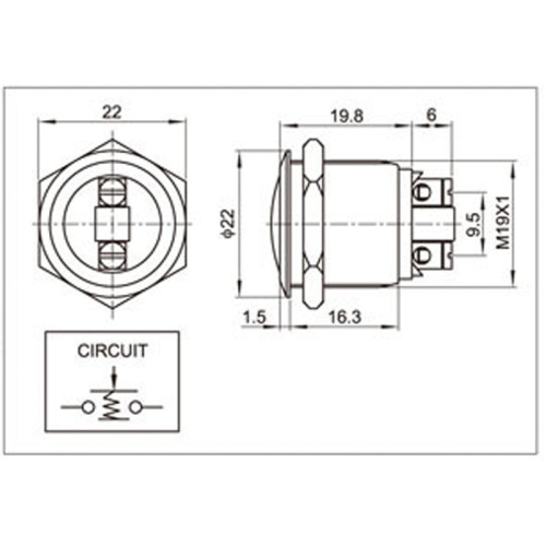 картинка Кнопка антивандальная Ø19 Б/Фикс (2с винт) OFF-(ON) сфера (PBS-28В,  A19-A2) REXANT от магазина Сантехстрой