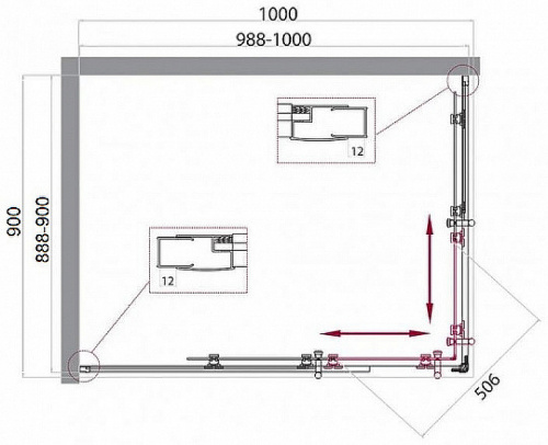 картинка Душевой уголок BelBagno Uno 100х90 UNO-195-AH-2-100/90-C-Cr профиль Хром стекло прозрачное от магазина Сантехстрой