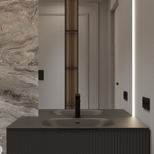 картинка Раковина из авиаля Oliveeka M115B70 темный коричневый от магазина Сантехстрой