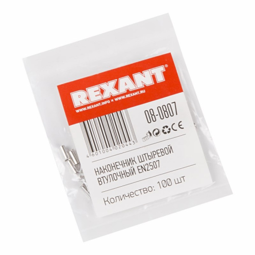 картинка Наконечник штыревой втулочный L-7 мм 2.5 мм² (НШВ 2.5-8/НГ 2.5-7) REXANT от магазина Сантехстрой
