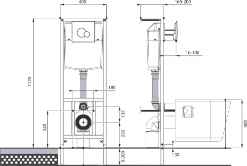 картинка ПЭК Santeri Альфа комфорт, комплект инсталляции с унитазом с сиденьем Микролифт, белая кнопка (1.3816.4.S00.00B.2) от магазина Сантехстрой