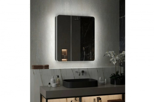 картинка Зеркало-шкаф Reflection Black led 760x850 RF2002BL от магазина Сантехстрой