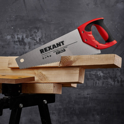 картинка Ножовка по дереву Зубец 350мм,  7-8 TPI,  каленый зуб 2D,  двухкомпонентная рукоятка REXANT от магазина Сантехстрой