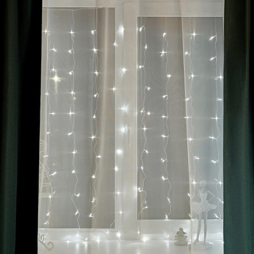 картинка Гирлянда Светодиодный Дождь 1,5х1,5 м,  свечение с динамикой,  прозрачный провод,  230 В,  диоды белые от магазина Сантехстрой