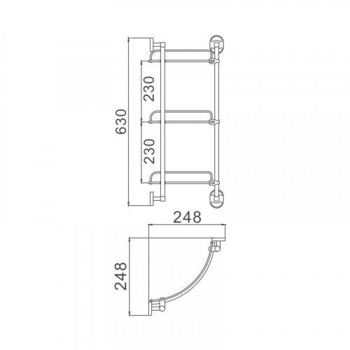 картинка Полка стеклянная угловая Haiba хром (HB1907-3) от магазина Сантехстрой