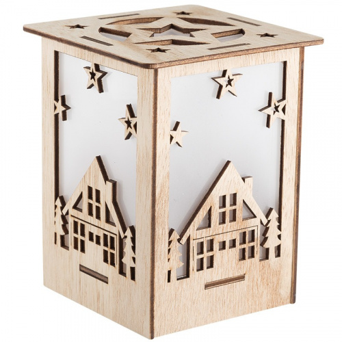 картинка Деревянная фигурка с подсветкой Волшебный фонарик 13,8x11x11 см от магазина Сантехстрой