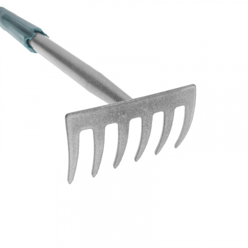 картинка Грабли 6 прямых зубьев с цельнометаллической ручкой,  покрытой пластиком ЧЕТЫРЕ СЕЗОНА от магазина Сантехстрой
