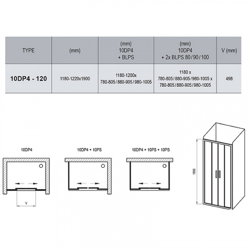 картинка Душевая дверь Ravak 10° 10DP4 120 0ZKG0100Z1 профиль Белый стекло Transparent от магазина Сантехстрой