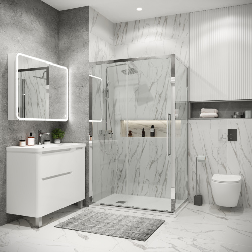 картинка Душевое ограждение Grossman Cosmo 100.K33.02.100.10.00-200.K33.02.90.10.00 (100х90х195) раздвижная,хром,стекло прозрачное,2 места от магазина Сантехстрой