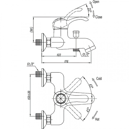 фото смеситель для ванны cezares lira-c-vdm1-02 бронза