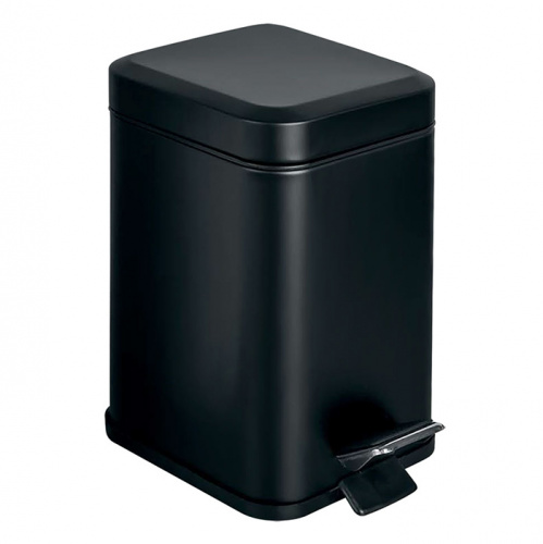 картинка Colombo Black&White Ведро с крышкой и педалью, 3л.,сталь , цвет: чёрный матовый от магазина Сантехстрой