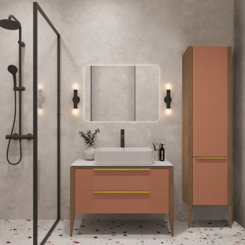 картинка Пенал подвесной Валенсия, Бежево-розовый от магазина Сантехстрой