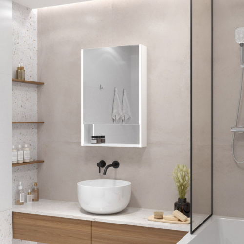 картинка Зеркало-шкаф Art&Max Foggia 50 AM-Fog-500-800-1D-L-DS-F-White левый белый от магазина Сантехстрой