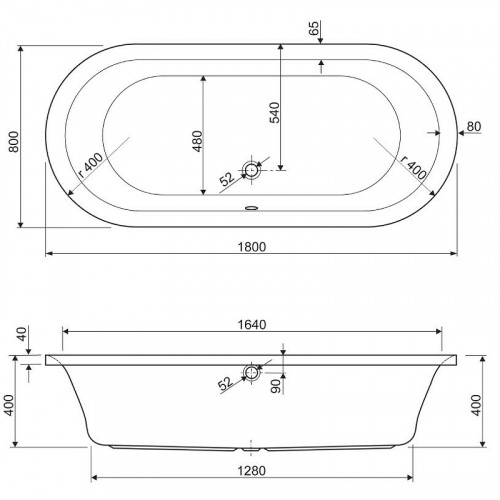 картинка Акриловая ванна Cezares Metauro 180x80 METAURO-Central-180-80-40-W-MATT Белая матовая без гидромассажа от магазина Сантехстрой