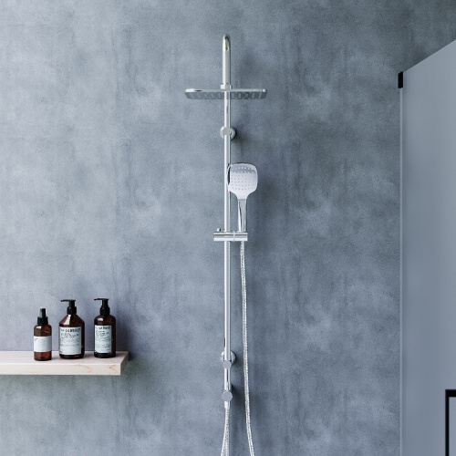 картинка D0712000 Norma душевая система  с квадратными лейками, хром от магазина Сантехстрой