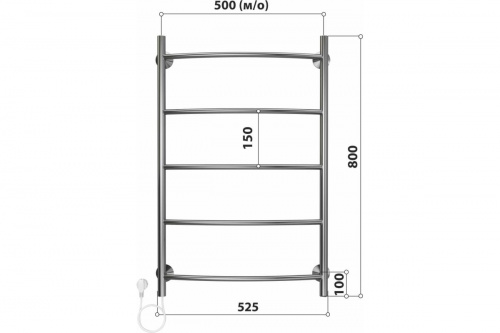 картинка Полотенцесушитель Terminus "Стелмикс", нержавеющая сталь, электрический, серебристый 500x800 от магазина Сантехстрой