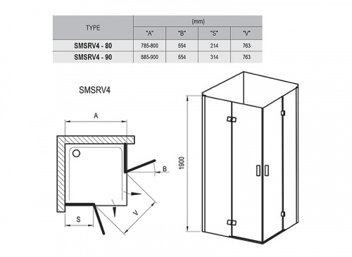 картинка Душевой уголок Ravak Smartline SMSRV4-80 80x80 1SV44A00Z1 профиль Хром стекло Transparent от магазина Сантехстрой