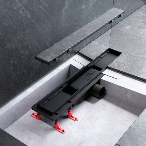 картинка W02SC-U11-050-04BM PrimeFlow Трап для душа линейный универс затвор Tile 50см цвет черн мат от магазина Сантехстрой