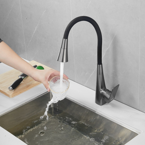 картинка Смеситель для кухни Haiba с гибким изливом и режимом душ, оружейная сталь (HB73823-3) от магазина Сантехстрой