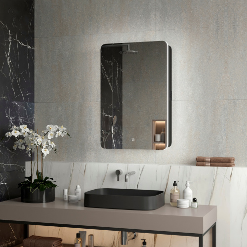картинка Зеркало-шкаф "Reflection Black LED" 560х850 RF2001BL от магазина Сантехстрой
