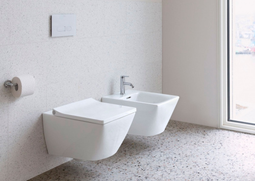 картинка Duravit Viu Биде подвесное 370х570мм , с 1 отв под смеситель, цвет белый ( с креплением Durafix) от магазина Сантехстрой