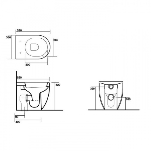 картинка Kerasan Flo Унитаз приставной 52см, слив в стену, в комплекте с крепежом WB5N, цвет белый от магазина Сантехстрой