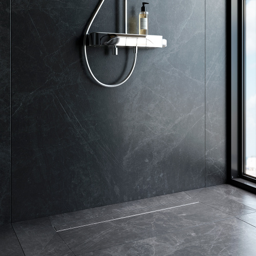 картинка W02SC-U11-080-04SB PrimeFlow Трап для душа линейный универс затвор Tile 80см цвет сталь мат от магазина Сантехстрой