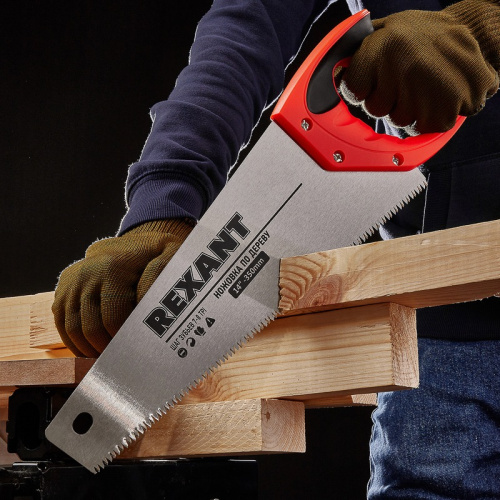 картинка Ножовка по дереву Зубец 350мм,  7-8 TPI,  каленый зуб 2D,  двухкомпонентная рукоятка REXANT от магазина Сантехстрой