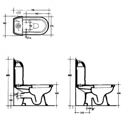 картинка Ceramica Althea ROSE бачок для унитаза моноблока,155*390*445 белый от магазина Сантехстрой
